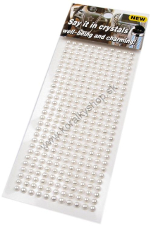 Samolepiace perly pr. 4 mm - biela - 1034 ks/karta
