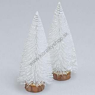 Mini stromček - dekorácia - výška 20 cm - biela glitrová - 1 ks