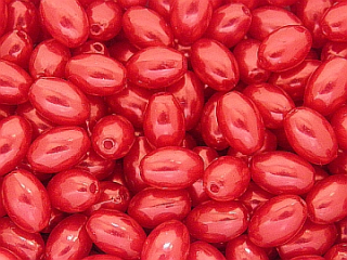 Plastové korálky - ryža - červená - 9 ks