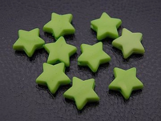 Plastové korálky - hviezdičky - zelené -  15 ks