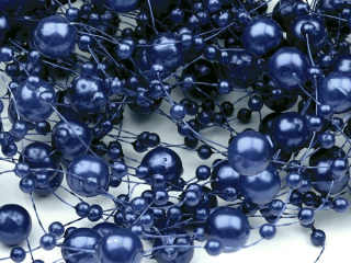 Perličky na silóne pr. 8 mm - modrá - 1ks/130cm
