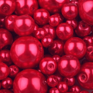 Mix - voskované perly - pr. 4 - 12 mm - ružovočervená - 50g