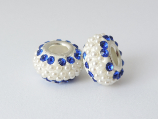 Pandora style - plastová korálka s kamienkami - modrá - 1 ks