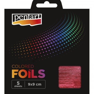 Metalické plátky Pentart -  9 x 9 cm - červená - 5 ks/bal.
