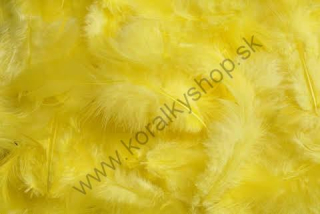 Jemné dekoračné perie - dĺžka 4 - 10 cm - žltá - 10 g
