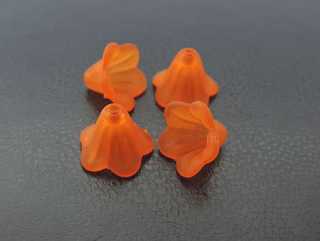 Plastové korálky - zvonček - tm. oranžová -5 ks