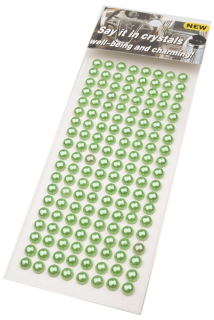 Samolepiace perly pr. 6 mm - zelená - 152 ks/karta