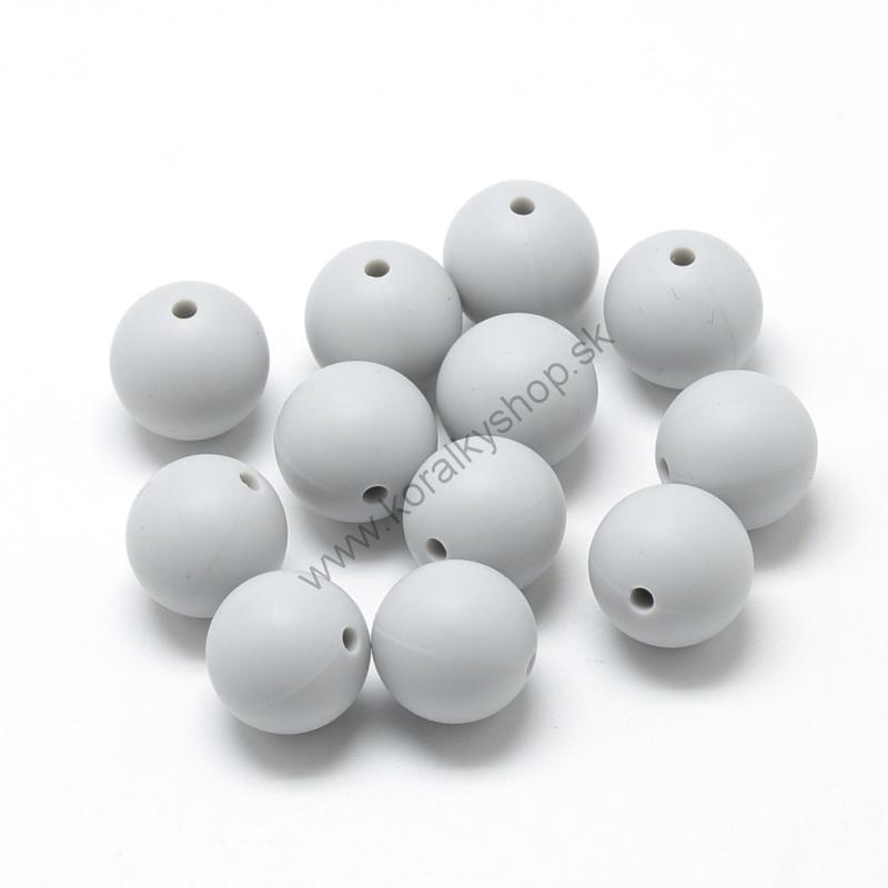 Silikónová korálka - 9 mm - sv. sivá - 1 ks