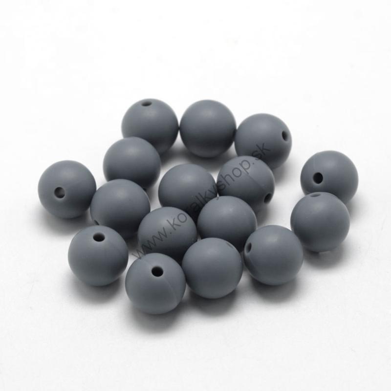 Silikónová korálka - 9 mm - sivá - 1 ks