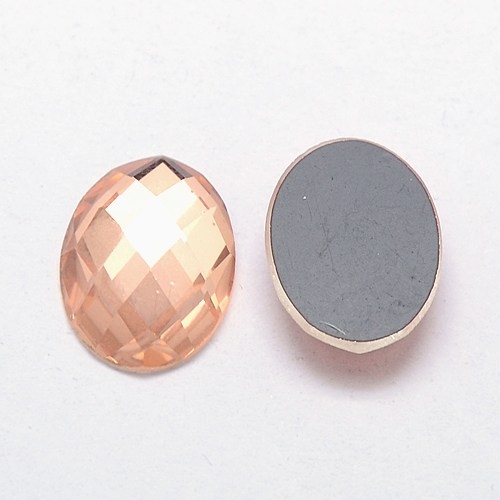 Sklenený kabošon - 13x18 mm - ružová - 1 kus