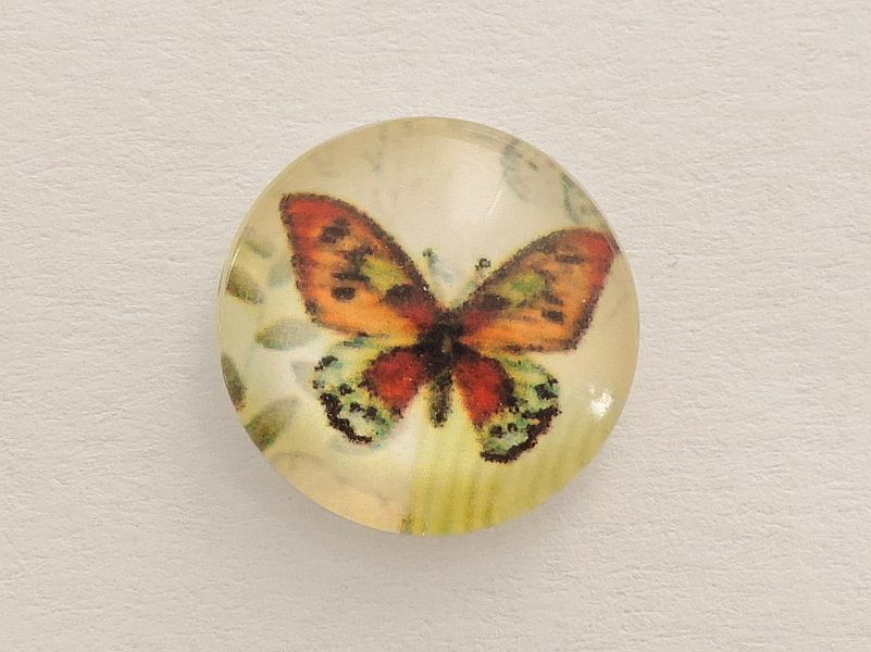 Sklenený kabošon - motýľ - 12mm - 1 kus