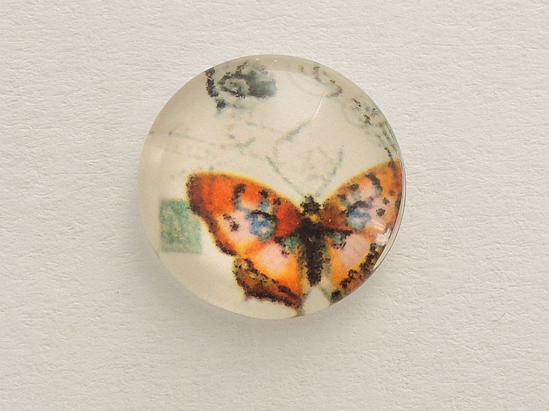 Sklenený kabošon - motýľ - 12mm - 1 kus