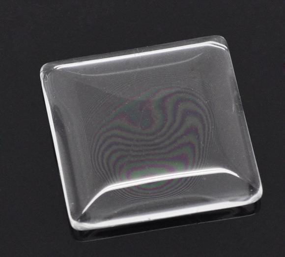 Sklenený kabošon štvorec - 30x30 mm - crystal - 1 kus