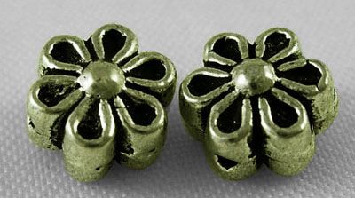 Kovová korálka kvietok 6,5 mm - starobronz - 10ks