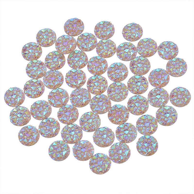 Živicový kabošon - 9,5 mm - sv. ružová AB - 1ks