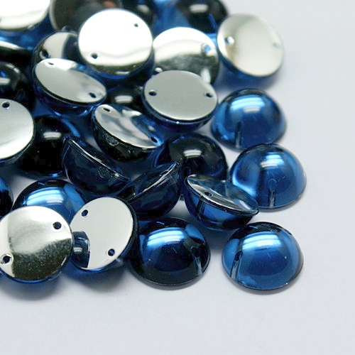 Akrylový kabošon - našívací - 8 mm - modrá - 10 ks