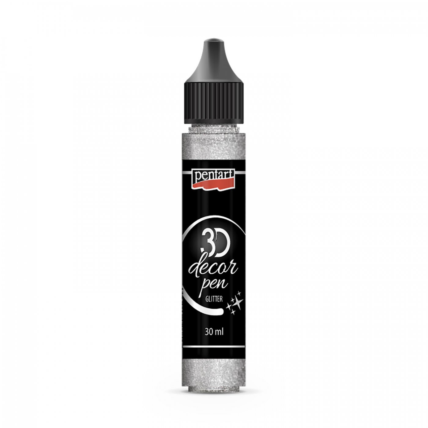 Dekoračné 3D pero - glitrová strieborná - 30 ml