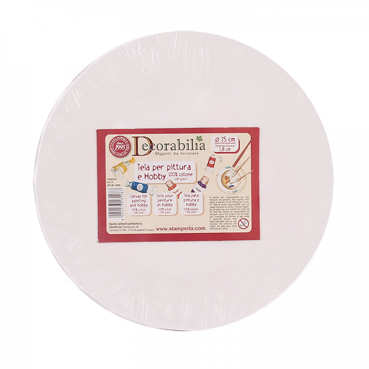 Maliarske plátno - okrúhle - 15 cm - biela
