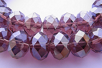 Brúsené korálky s AB - 12x8mm - ružové - 5 ks