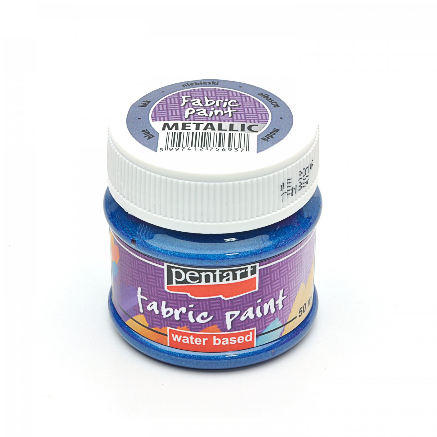 Farba na textil PENTART - metalická - modrá - 50 ml