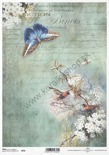 Ryžový papier - A4 - vintage pozadie- motív R0976