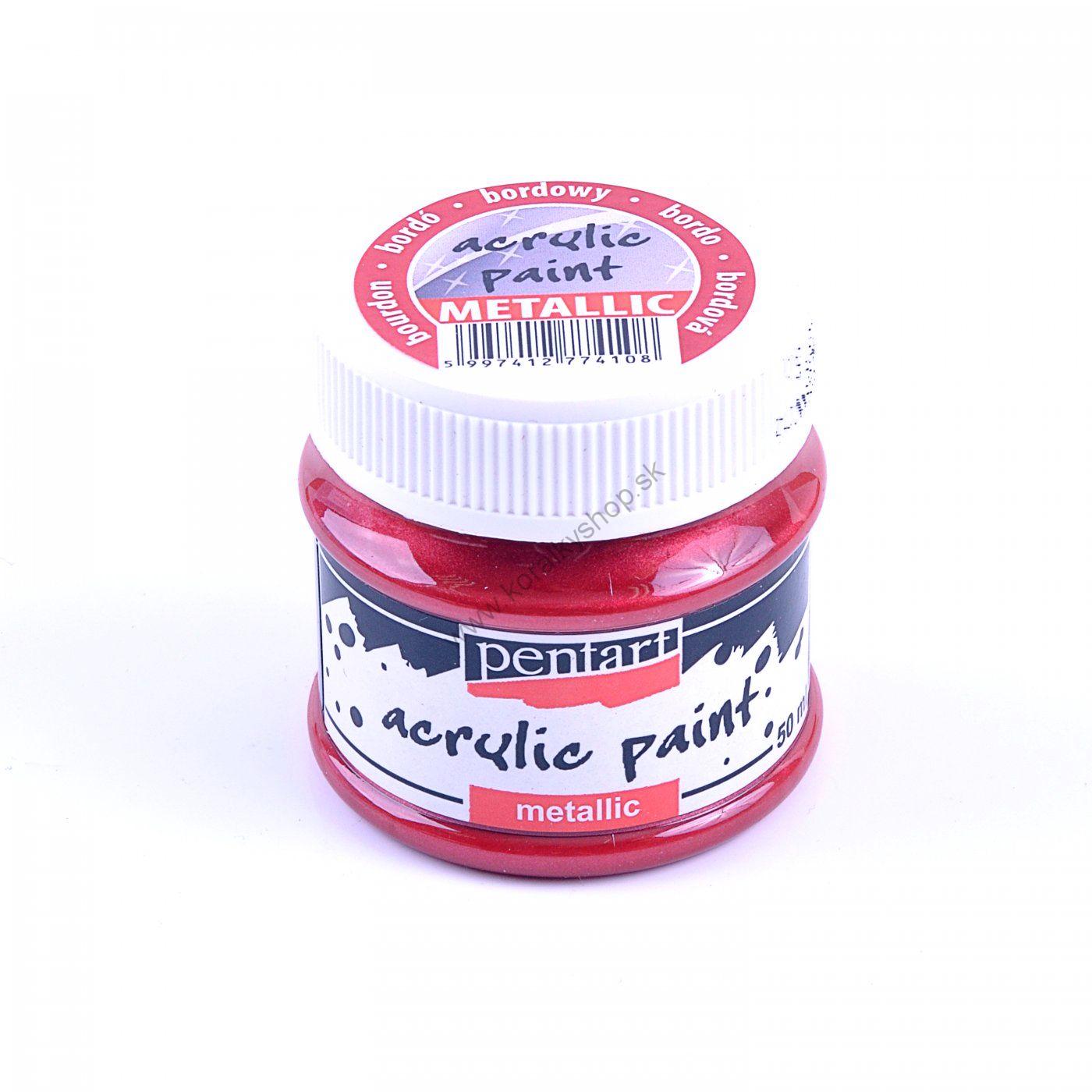 Akrylová farba - metalická - bordová- 50 ml