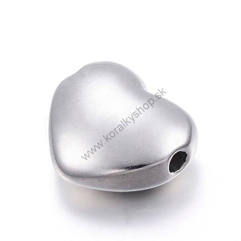 Korálka srdce - chirurgická oceľ - 12 x 11 mm - 1 ks