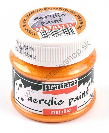 Akrylová farba - metalická - pomarančová - 50 ml