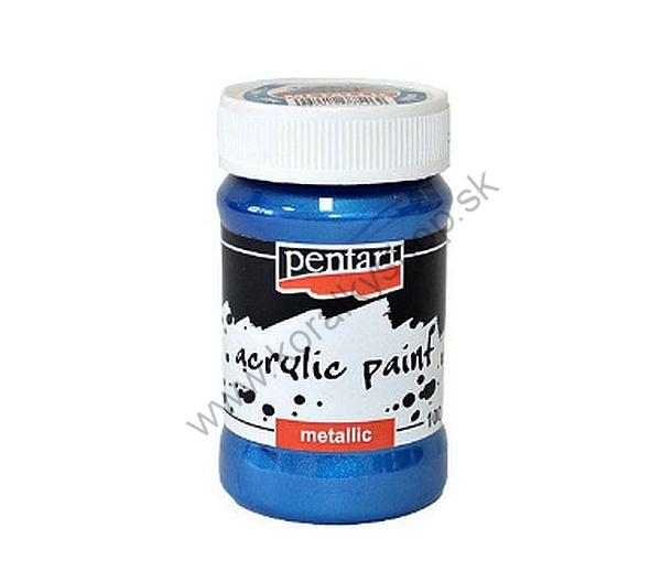 Akrylová farba - metalická - modrá - 100 ml