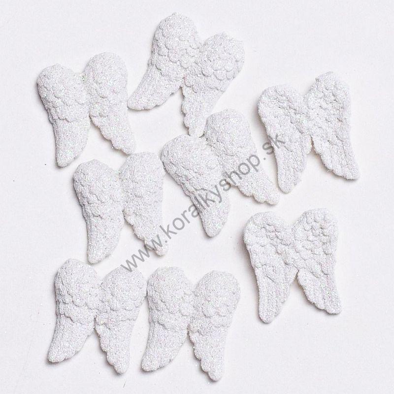 Anjelské krídla - dekorácia - 2,5 x 3 cm - biela - 6 ks