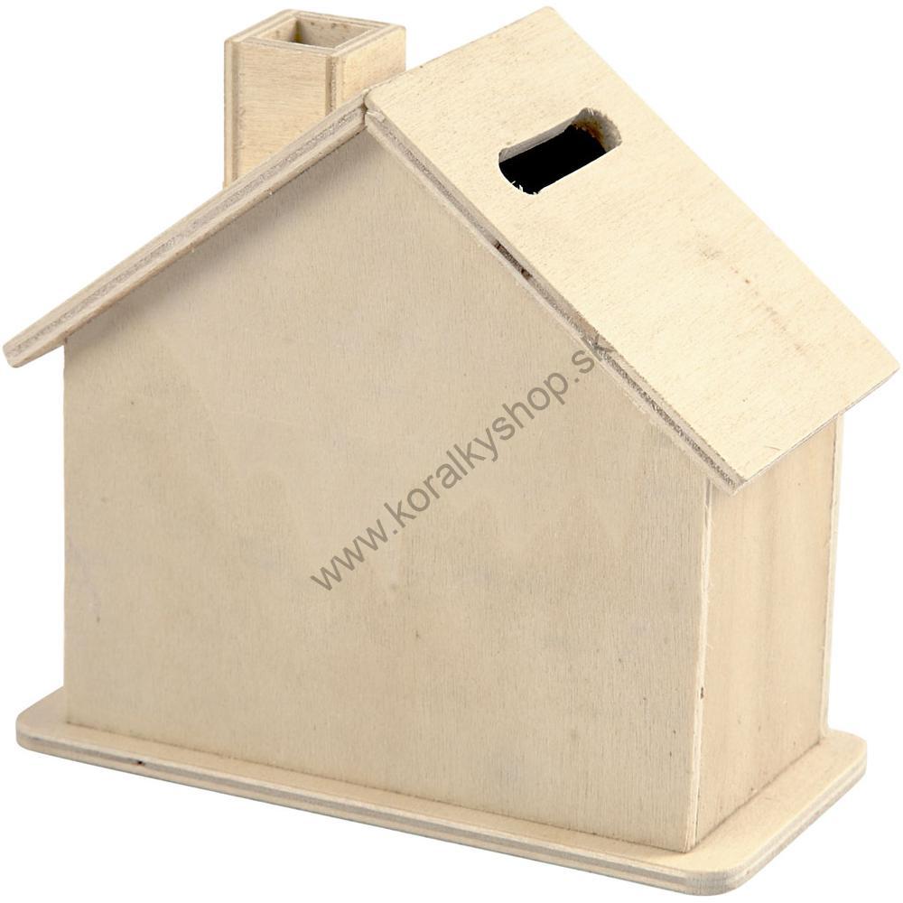 Drevená pokladnička domček - 10,1 x 10 x 5,4 cm