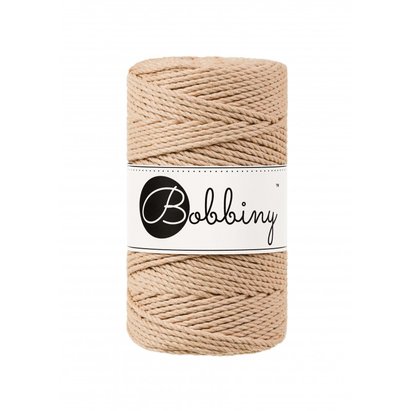 Bavlnené lano - Bobbiny - pr. 3 mm - Biscuit - 100 m