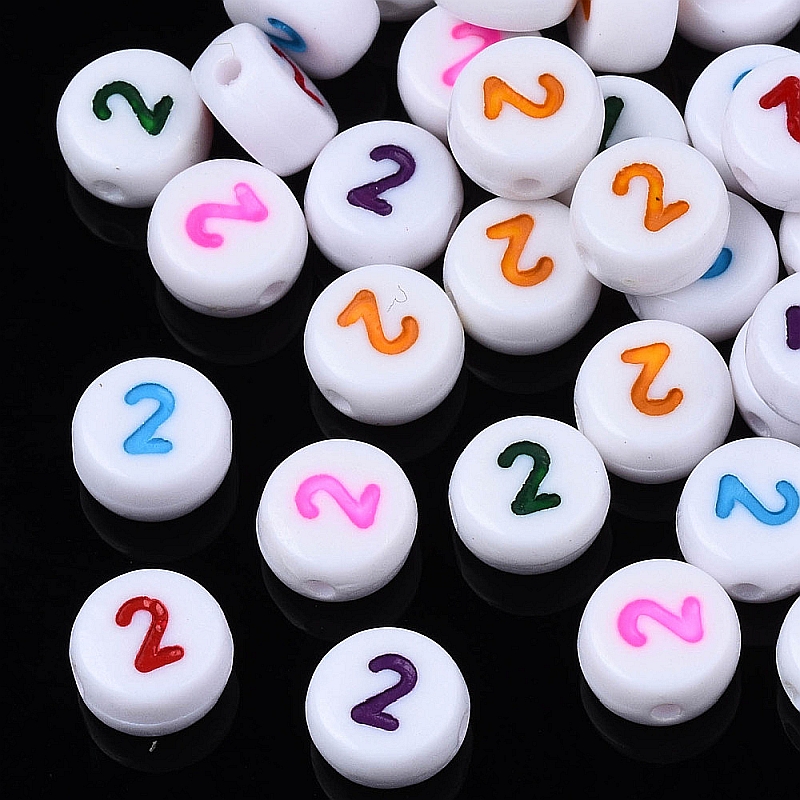 Korálky mix - 7x4 mm - číslo "2" - 20 ks