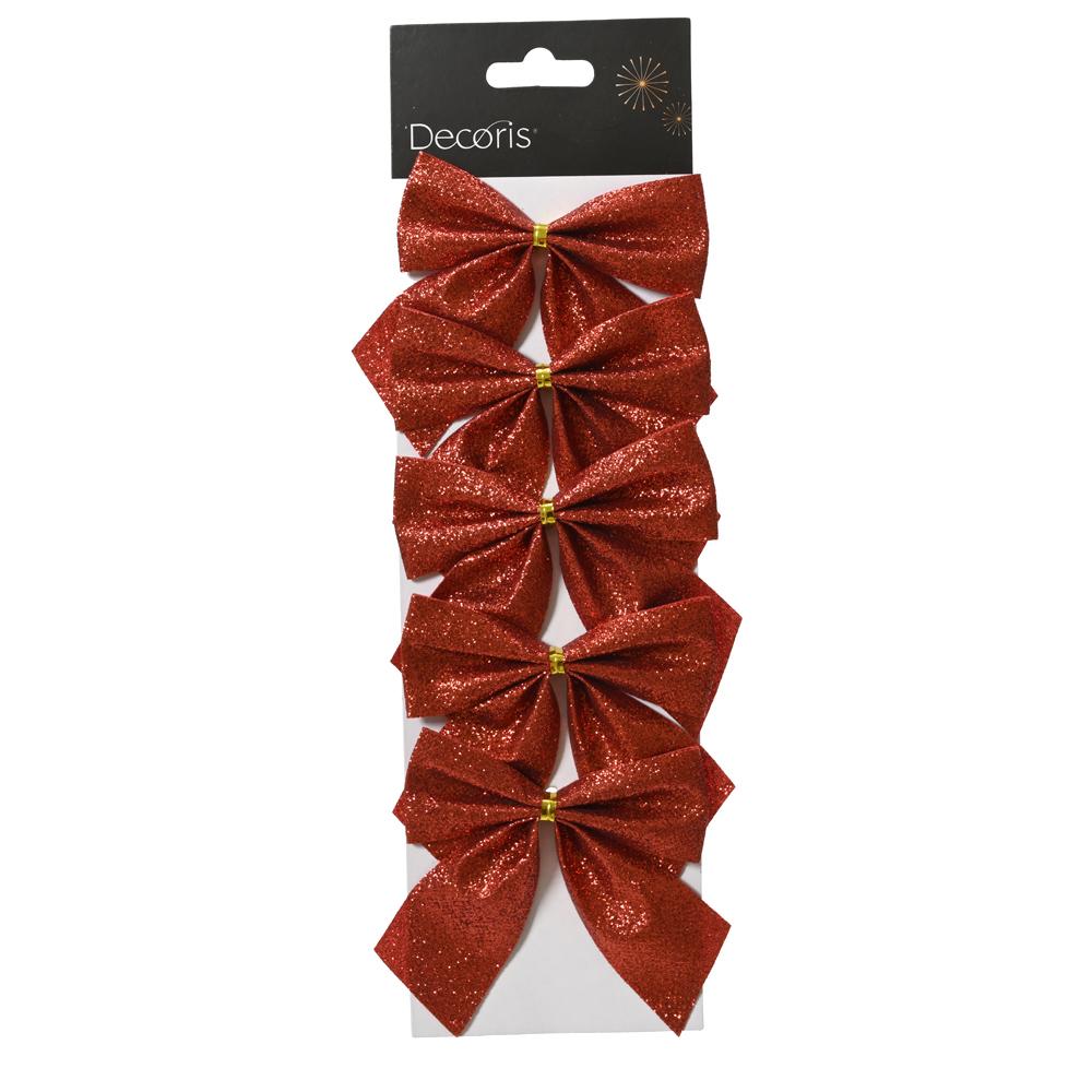 Dekoračná mašľa polyester - cca 9 cm - červená - 5 ks/bal.