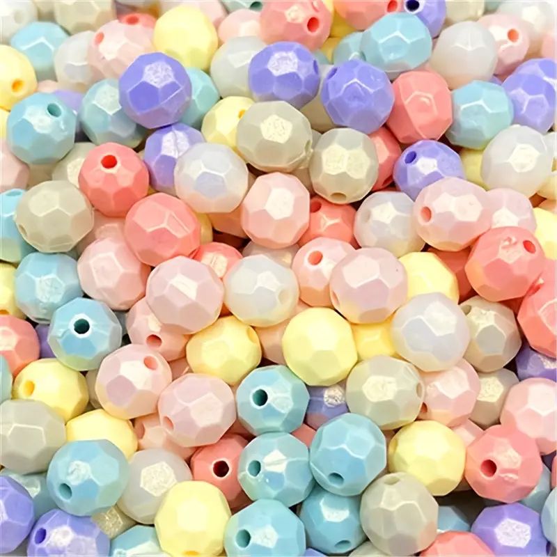 Plastové korálky 8 mm - perleťový mix -  cca 15g/60ks