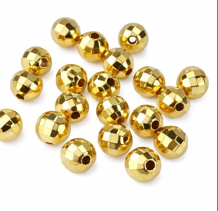 Plastové korálky 6 mm - zlatá -  cca 15g/130ks