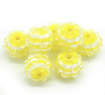Shamballa korálka - 12 mm - žltá  - 1 ks