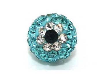 Shamballa korálka - 10 mm - tyrkysová - 1 ks