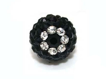 Shamballa korálka - 10 mm - čierna - 1 ks
