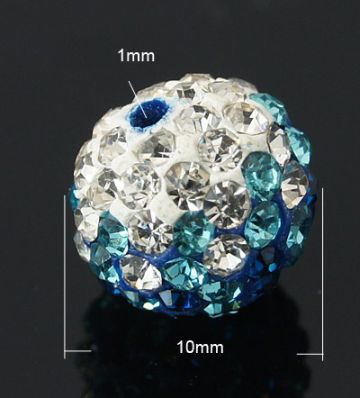 Shamballa korálka - 10 mm - modrá - 1 ks