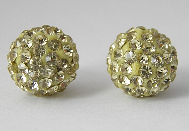 Shamballa korálka - 12 mm - bledožltá - 1 ks
