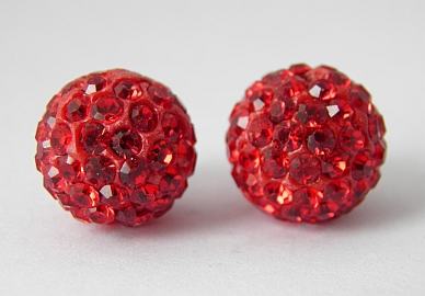 Shamballa korálka - 12 mm - červená - 1 ks