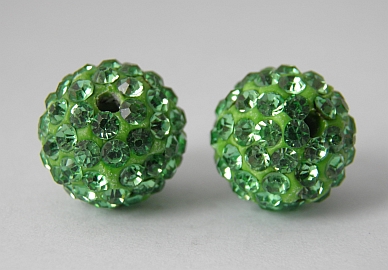Shamballa korálka - 12 mm - zelená - 1 ks
