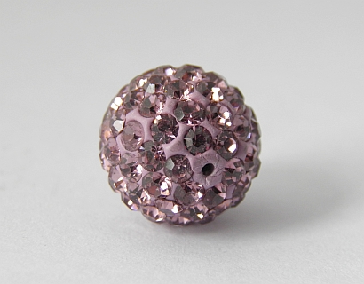 Shamballa korálka -  POLOVIČNÁ DIERKA - 12 mm - fialová - 1 ks
