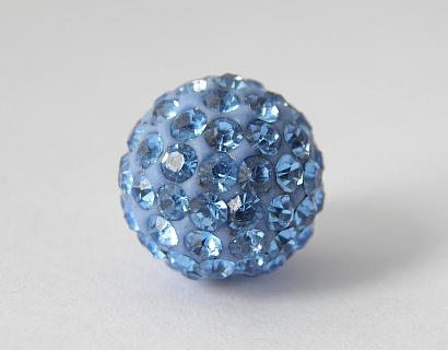 Shamballa korálka -  POLOVIČNÁ DIERKA - 12 mm - modrá - 1 ks