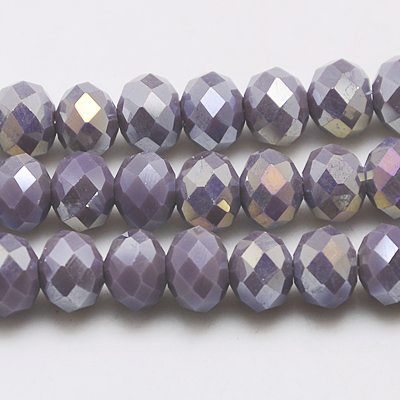 Brúsené korálky s AB - 10 x 8 mm - sivá - 5 ks