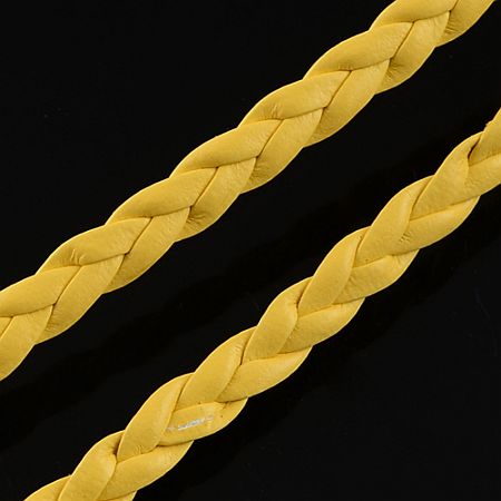 Imitácia kože - vrkôčik - 5 mm - žltá - 1 m
