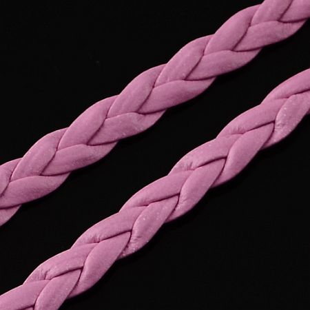 Imitácia kože - vrkôčik - 5 mm - bledoružová - 1 m