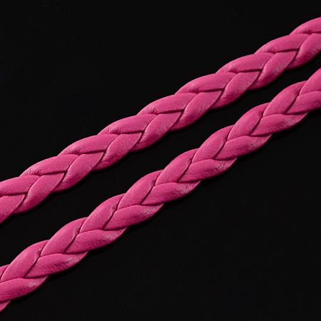 Imitácia kože - vrkôčik - 5 mm - ružová - 1 m