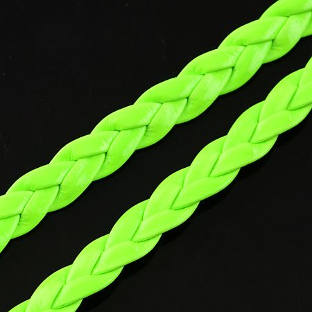 Imitácia kože - vrkôčik - 5 mm - zelená neon - 1 m